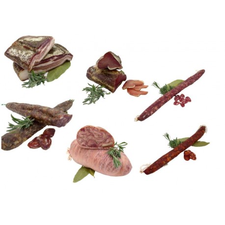 Lote: corte de panceta, salsichón, fuet extra, chorizo, corte de lomo de payés y taco de cabeza de jabalí.- .- Costabona Lote: corte de panceta, salsichón, fuet extra, chorizo, corte de lomo de payés y taco de cabeza de jabalí.- .- Costabona